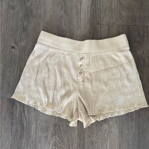 PJ Salvage High Waist Cream Ribbed Shorts